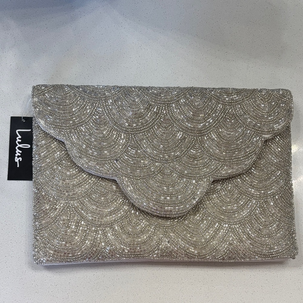 Silver Beaded Clutch